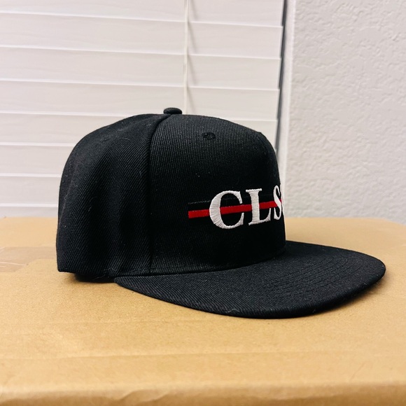CLSC Black Snapback Hat Red Stripe Embroidered Logo Streetwear Cap💎 - Picture 4 of 8